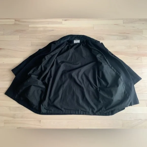 VINTAGE - Black Wool Coat with Shearling Collar | Minimalist Oversized Jacket - Picture 11 of 13